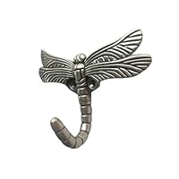 MAGICLULU Vintage Dragonfly Coat Hook Wall Mounted Hat and Towel Hanger Sturdy Decorative Hook for Bedroom Kitchen Living Secure Heavy-Duty Storage in Ancient Silver