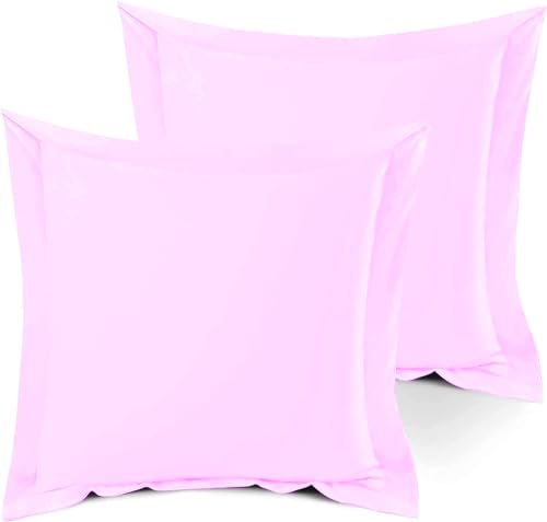 Euro Square Pillow Shams Set of 2 Pink 600 Thread