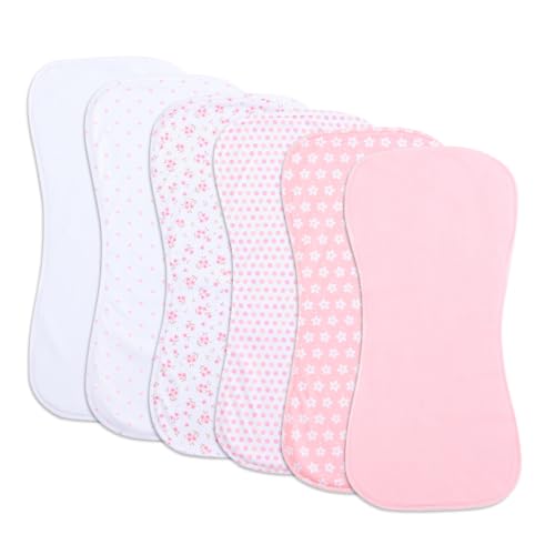 Image of 6 Pack Cotton Baby Burp Cloths Extra Absorbent Soft for Baby Boys and Girls