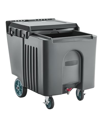 Image of VEVOR Commercial Ice Bin, 125 lbs Portable Ice Caddy, Insulated Ice Carrier with 4 Wheels and Flip Lid, Large Ice Bin for Catering, Kitchens, Bistros, Restaurants, and Bars