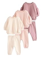 NEXT 6er-Set Baby Sweatshirt und Jogginghosen Cream/Pink 18 Monate