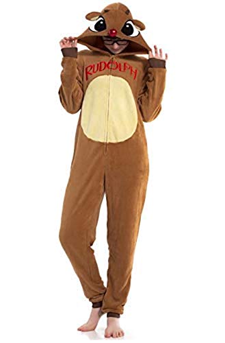 Disney Rudolph The Red Nose Reindeer Women's Sherpa/Microfleece Onesie Union Suit, X-Large