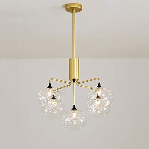 Plafonnier encastré lustre rond à 5 lumières en verre pour entrée et cage d'escalier