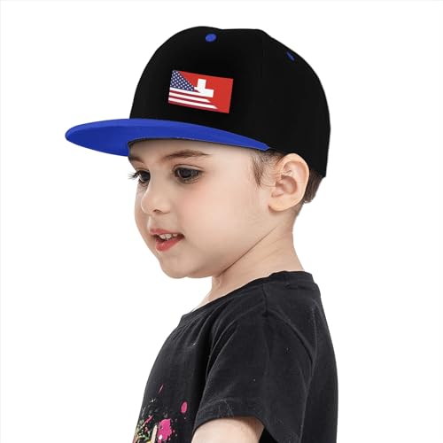 American Flag and Swiss Flag Children's Flat Brimmed Hip-hop Hat Flat Eave Sunscreen Duckbill Cap Headgear4