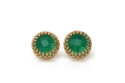 Boucles d'oreilles en onyx vert et or rose 14k faites main