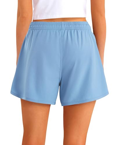 APTRO Damen Badeshorts Strandshorts Boardshorts Badehose Wassersport UV Schutz Sommer Sport Shorts Einfarbig Hellblau WS032 M 2