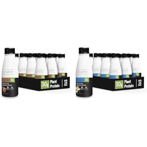 Bundle of Soylent Complete Protein Shake, Chocolate & Vanilla, 30g Protein, Vegan, Dairy Free and 0g Sugar, Ready to Drink Protein Drinks, 11oz (2 12-Packs) Cover