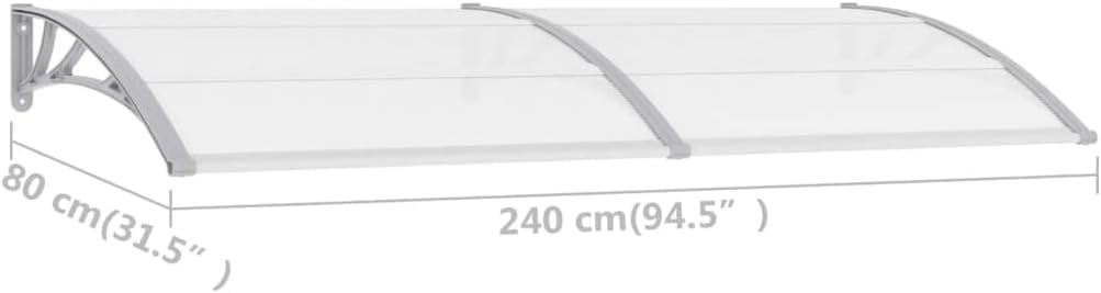vidaXL Door Canopy with dimensions 240 cm (94.5 inches) length and 80 cm (31.5 inches) width indicated.