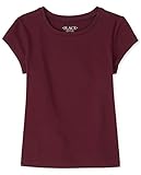 The Children's Place girls Short Sleeve Basic Layering T-shirt Shirt, Rubine Single, Large US