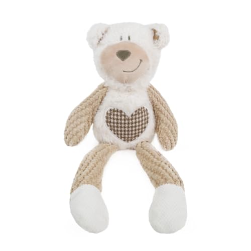 Rosewood Benjamin Bear Plüsch-Hundespielzeug 40 cm – Weicher Kuschelbär mit Quietscher – Zum Kuscheln und Spielen Multi-Textur Leichtgewicht für Welpen und Hunde für drinnen – Braun