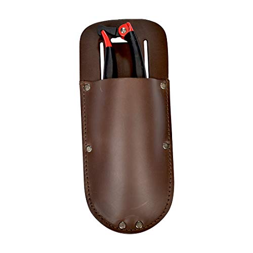Hide & Drink, Thick Leather Holster for Pruning Shears w/Belt Loop Garden Scissors Sheath, Folding Saw, Construction & Utility Tools Pouch, Handmade Includes 101 Year Warranty (Bourbon Brown)
