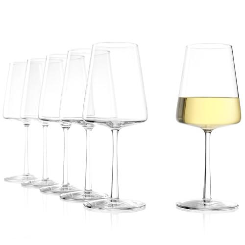 Stölzle Lausitz Weißweinkelche Power 400 ml I Weißweingläser 6er Set I Moderne Weingläser spülmaschinenfest I Weißwein Kelche Set bruchsicher I wie mundgeblasen I höchste Qualität