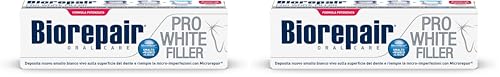 Biorepair, Dentifricio PROWHITE FILLER, Smalto Più Bianco e Liscio, Riempe le Micro-Imperfezioni Con Più MicroRepair, Formula Potenziata, Tecnologia Sbiancante PVP, Senza Fluoro e Parabeni, 75ml
