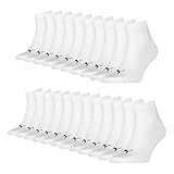 PUMA Herren Damen Quarter Socken 11 Paar, Farbe:Weiß, Größe:39-42, Artikel:-002 white