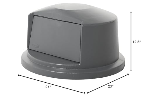 Image of Rubbermaid Commercial Products Heavy-Duty BRUTE Dome Swing Top Door Lid Plastic Gray Compatible with the 32-Gallon Waste /Utility Containers