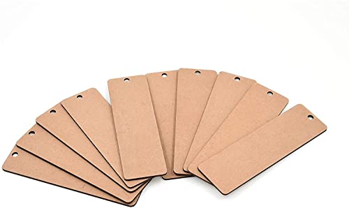 Image of MDF Bookmark Cutouts for Craft - Set of 20 (4x10cm) Plain Wood Sheet Blanks for Painting, Resin Art, Decoupage & DIY School Projects | Rectangular Wooden Tags for Kids & Professional Artists