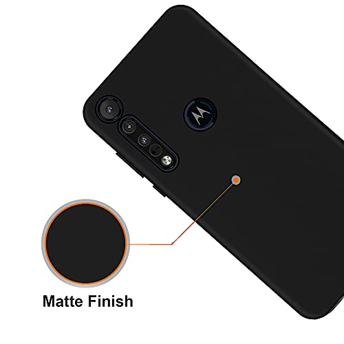 HELLO ZONE Rubber Exclusive Matte Finish Soft Back Case Cover for Moto One Macro - Black