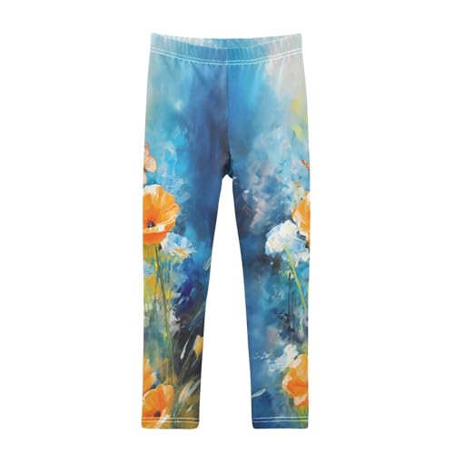 Toddler Girls Leggings Printed Yoga Pants Leggings Butterfly Yellow Flower for Kids