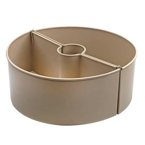 AuldHome Design Umbrella Planter for Patio Table (Beige/Greige) w/Umbrella Hole Enamelware Half-Circle Planter Pots