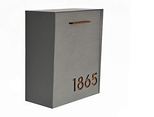 Mailbox With Concrete Face (Door), Aluminum Body And Wood Vanish Numbers, Custom Mailbox, Modern Design Wall Mounted Mailbox Mailnest Type 2 #TOP22