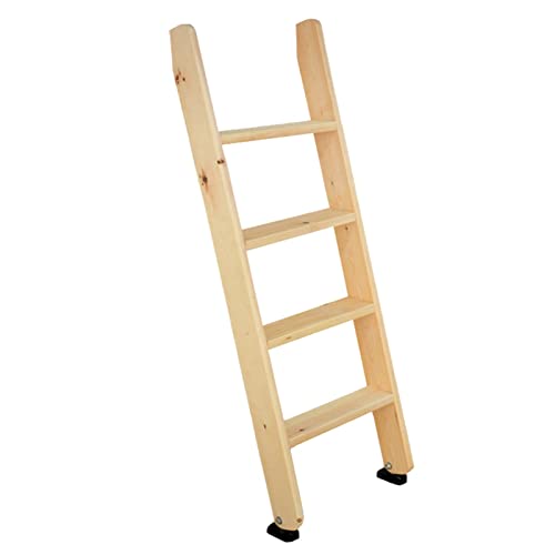 Universal Bunk Bed Ladder Wooden 5 Step Heavy Duty Climb Ladder with Rubber Foot Pads - Sturdy & Safe Dorm Slanted Ladder