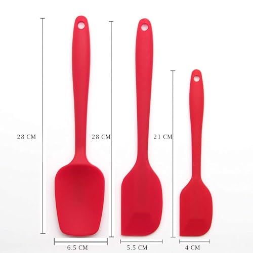 Image of Baskety Silicone Spatula 3-Piece Set, High Heat-Resistant (UP to 480F), Non-Stick Spatulas with Stainless Steel Core Mixing Cooking & Baking Red