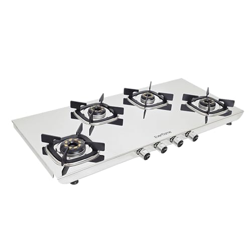 Image of Everflame Photon 4 Burner Gas Stove (Long) | Hard & Durable Steel | ISI Certified | Manual Ignition | 5 Years Warranty on (Body & Burners) + 2 Years Comprehensive Warranty + Doorstep Service