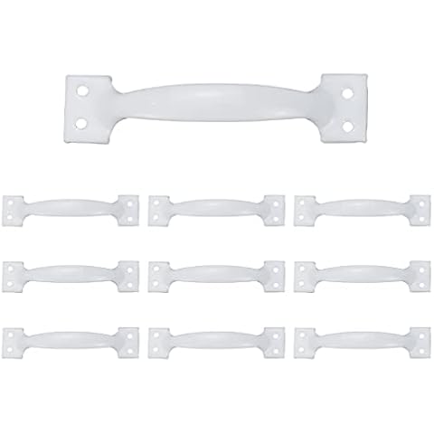 Dahszhi 10Pcs 6 Inch Rustic Gate Handle Pulls Vintage Utility Door Pulls for Home Improvement, Barn Door Hardware with Screws,Painted White Cover