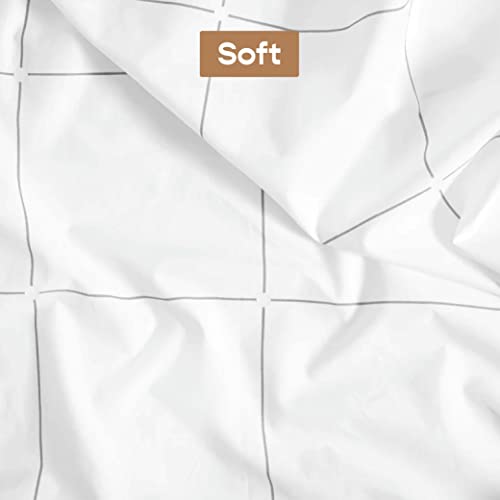 Image of SleepyCat Duvet Cover, 100% Cotton 200TC Percale Combed Yarn, with Corner Ties & Coconut Button Closure, Oeko-TEX & AZO Free, (Double Size, 90x100 inches) Overboard Checks