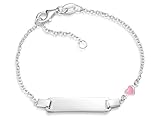 Silberketten Store DEIN SCHMUCK ONLINE SHOP Kinder/Baby Gravur-Armband Erbse 1,5mm mit rosafarbenem Herz |inklusive Gravur | echt 925 Silber