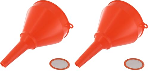 UNIVERSEL - Entonnoir En Plastique - Avec Filtre Amovible - Pour Bricolage Ou Mécanique - 145 mm - Rouge (Lot de 2)