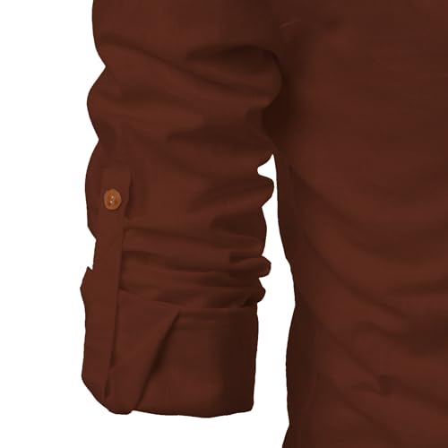 Image of Men's Full Sleeve Beige Color Cotton Blend Spread Slim Fit Shirt Style Kurta for Men and Boys