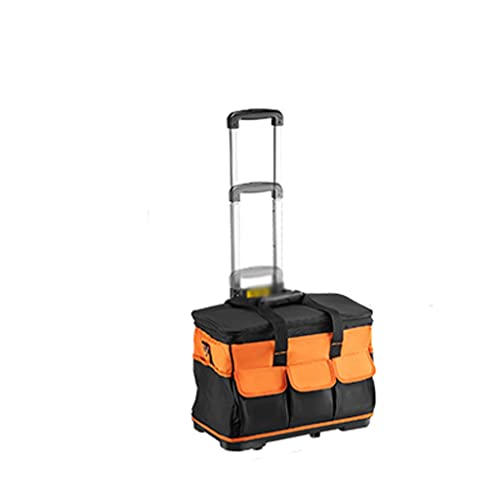 Ilyaji Bolsa de herramientas 600D Electricista Portable Instalación de reparación de multifunción Organizador de almacenamiento impermeable grande y grueso 3 ruedas
