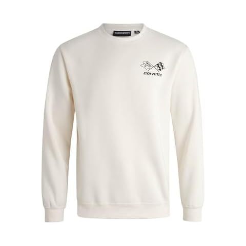 General Motors Men's Sweatshirt - Chevy Corvette Camaro Fleece Crewneck Pullover Graphic Sweatshirt for Men (S-XL), Size Large, Vette Cream Cover