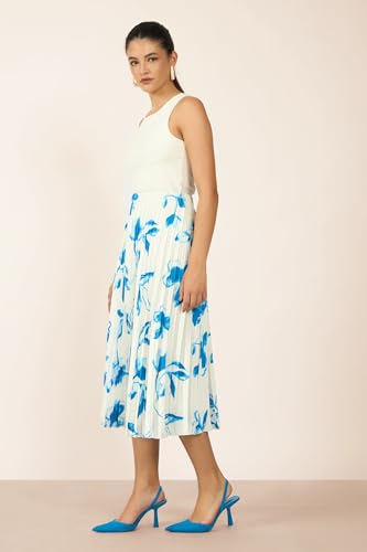 VIRGIO Satin Rescued Printed Accordian Midi Skirt3