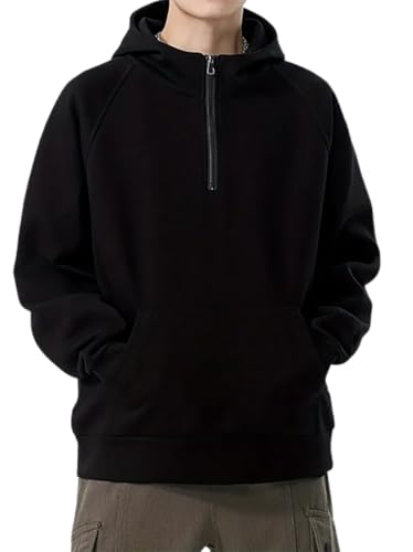 Image of Trillion Half Zipper Hooded Sweatshirt for Men (Regular Fit | Polyester Blend)