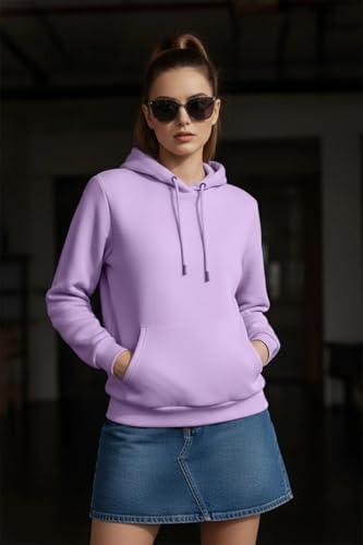 Image of JUNEBERRY Cotton Fleece Regular Fit Solid Sweatshirt Winter Wear Jumper Full Sleeve Hoodie for Women (Sizes- S to 3XL)