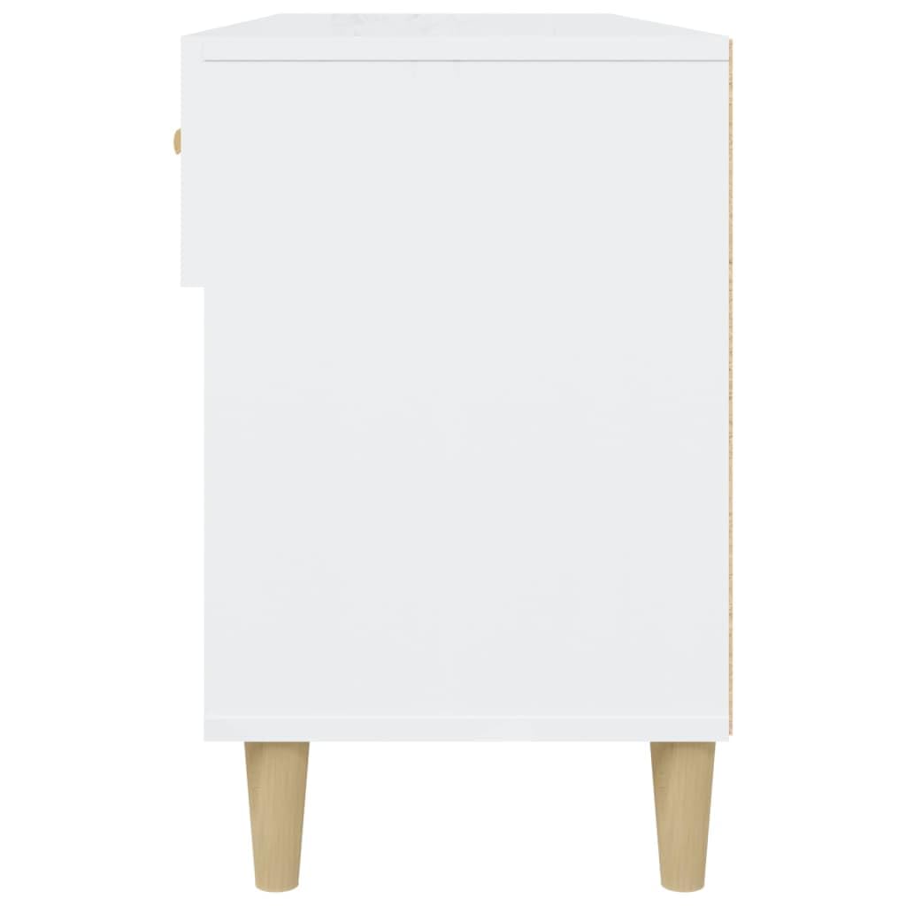 Szafka na buty, wysoki połysk, biały, materiał drewnopochodny, 102 x 35 x 55 cm, z 2 szufladami i 4 przegródkami, zamknięte przechowywanie, wąski organizer na buty do korytarza, przedpokoju