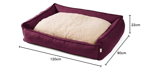 JAMAXX Premium Hundebett Orthopädisch Memory Visco Schaum Waschbar Wendekissen Wasserabweisend/Hundekörbchen Weicher Samtartiger Sofa Stoff Hundekissen Hundekorb PDB2002 (120 x 90 (L), Purple)