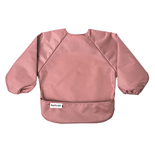 Tiny Twinkle Long Sleeve Bib for Babies & Toddlers | 2-Pack Waterproof Smock Bib for Eating | Machine Washable & Mess-Proof Feeding Essentials | Newborn Shower Gift (Taupe Lilac,6–24M)