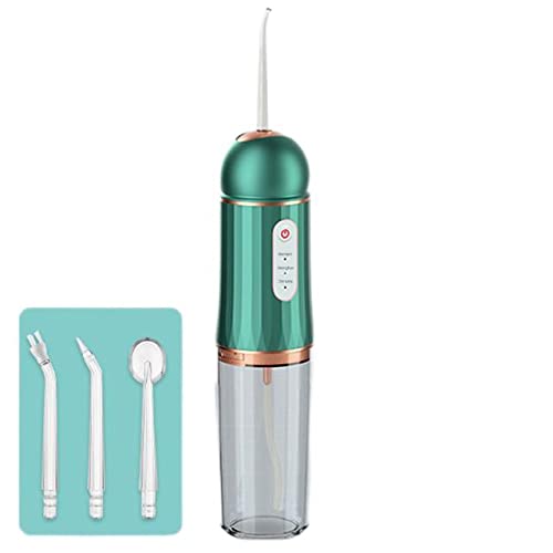 lozafotPortable professional oral irrigator dental irrigator tooth water dental floss dental flosser tooth cleaner water pulse 230ML water dental irrigator with 4 nozzles…(green)