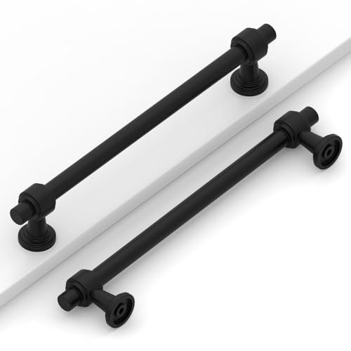 Image of 10 Pack 6.3 inch(160mm) Matte Black Cabinet Pulls Kitchen Cabinet Handles Black Cabinet Hardware Drawer Pulls for Cupboard CK0081