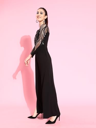 Image of Miss Chase Women's Self Design Cut-Out Georgette Jumpsuit