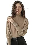QiuDumo Petite Knit Going Out Tops Pullover Turtleneck Fashion Essentials Outfits Jersey Shirts Camel M