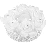 FOMIYES Perlen Eheringkissen mit Spitze Weiches Handgefertigtes Ringhalterkissen für Hochzeit Party und Zeremonie Romantisches Design