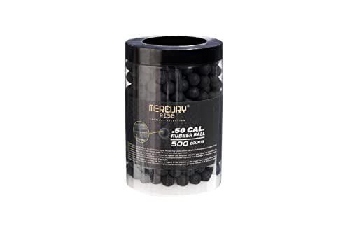 Mercury Rise Self Defense Rubber Ball Ammo for Training Pistol Paintball Gun (500 Count, .50 Cal Rubber Balls)