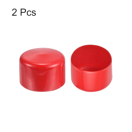 Image of uxcell 2pcs Rubber End Caps 60mm(2 3 /8 inch) ID Vinyl Round Tube Bolt Cap Cover Screw Thread Protectors Red, 40mm Height