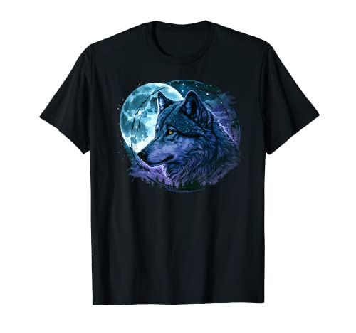 Lone Wolf Moon Howling Wolf Pack Head Wolves Howl Camiseta