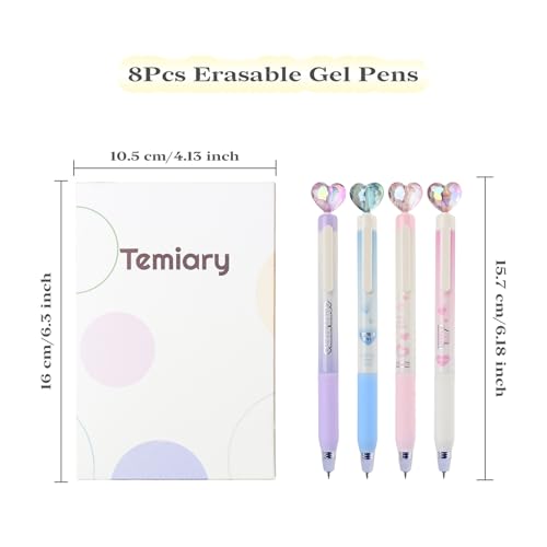 Temiary 8 Bolígrafos Retráctiles de Gel Borrables Azul 0.5 mm miniatura 2