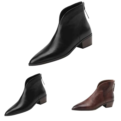 Bottines à talon bas pour femme - Bout pointu - Talon...